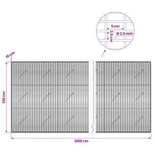 Γκαμπιόν με σύρμα 3,5 χλστ και πλέγμα 5x2,5 εκ 1200x10x150 εκ. - Pakobazaar