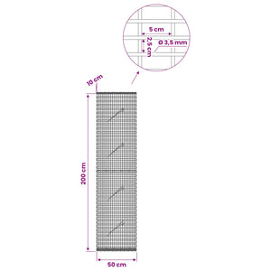 Γκαμπιόν με σύρμα 3,5 χλστ και πλέγμα 5x2,5 εκ 50x10x200 εκ - Pakobazaar