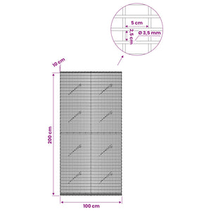 Γκαμπιόν με σύρμα 3,5 χλστ και πλέγμα 5x2,5 εκ 100x10x200 εκ