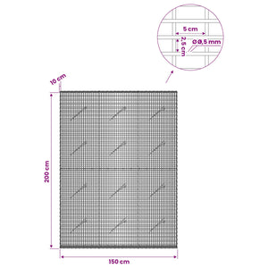 Γκαμπιόν με σύρμα 3,5 χλστ και πλέγμα 5x2,5 εκ 150x10x200 εκ - Pakobazaar