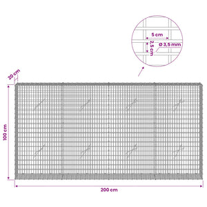 Γκαμπιόν με σύρμα 3,5 χλστ και πλέγμα 5x2,5 εκ 200x20x100 εκ