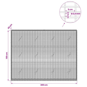 Γκαμπιόν με σύρμα 3,5 χλστ και πλέγμα 5x2,5 εκ 200x20x150 εκ - Pakobazaar