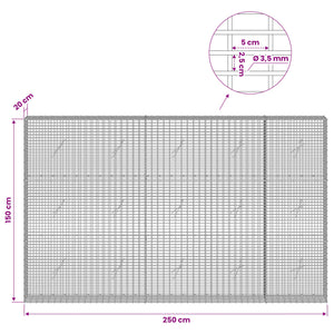 Γκαμπιόν με σύρμα 3,5 χλστ και πλέγμα 5x2,5 εκ 250x20x150 εκ. - Pakobazaar