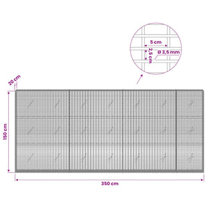 Γκαμπιόν με σύρμα 3,5 χλστ και πλέγμα 5x2,5 εκ 350x20x150 εκ