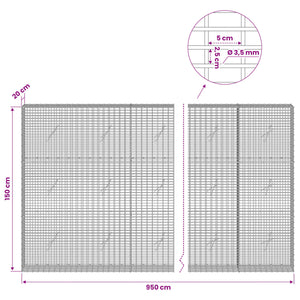 Γκαμπιόν με σύρμα 3,5 χλστ και πλέγμα 5x2,5 εκ 950x20x150 εκ - Pakobazaar