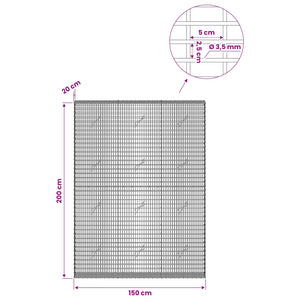 Γκαμπιόν με σύρμα 3,5 χλστ και πλέγμα 5x2,5 εκ 150x20x200 εκ - Pakobazaar
