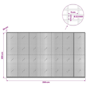 Γκαμπιόν με σύρμα 3,5 χλστ και πλέγμα 5x2,5 εκ 350x20x200 εκ.