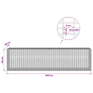 Γκαμπιόν με σύρμα 3,5 χλστ και πλέγμα 5x2,5 εκ 200x30x50 εκ