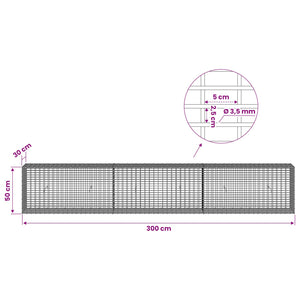 Γκαμπιόν με σύρμα 3,5 χλστ και πλέγμα 5x2,5 εκ 300x30x50 εκ - Pakobazaar