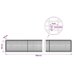 Γκαμπιόν με σύρμα 3,5 χλστ και πλέγμα 5x2,5 εκ 600x30x50 εκ - Pakobazaar