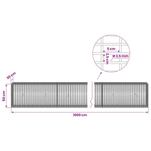 Γκαμπιόν με σύρμα 3,5 χλστ και πλέγμα 5x2,5 εκ 1000x30x50 εκ - Pakobazaar