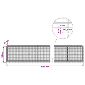 Γκαμπιόν με σύρμα 3,5 χλστ και πλέγμα 5x2,5 εκ 1050x30x50 εκ - Pakobazaar