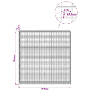 Γκαμπιόν με σύρμα 3,5 χλστ και πλέγμα 5x2,5 εκ 150x30x150 εκ - Pakobazaar