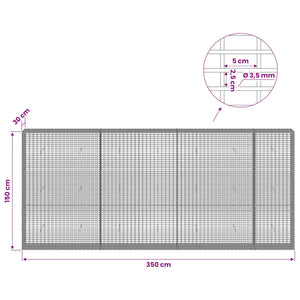 Γκαμπιόν με σύρμα 3,5 χλστ και πλέγμα 5x2,5 εκ 350x30x150 εκ.