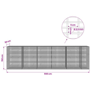 Γκαμπιόν με σύρμα 3,5 χλστ και πλέγμα 5x2,5 εκ 550x30x150 εκ - Pakobazaar