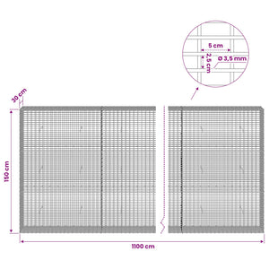 Γκαμπιόν με σύρμα 3,5 χλστ και πλέγμα 5x2,5 εκ 1100x30x150 εκ - Pakobazaar