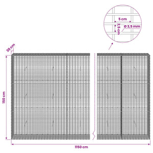 Γκαμπιόν με σύρμα 3,5 χλστ και πλέγμα 5x2,5 εκ 1150x30x150 εκ - Pakobazaar