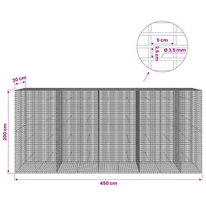 Γκαμπιόν με σύρμα 3,5 χλστ και πλέγμα 5x2,5 εκ 450x30x200 εκ - Pakobazaar