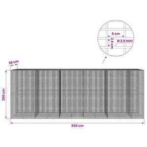 Γκαμπιόν με σύρμα 3,5 χλστ και πλέγμα 5x2,5 εκ 550x30x200 εκ - Pakobazaar