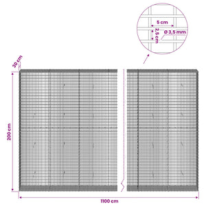 Γκαμπιόν με σύρμα 3,5 χλστ και πλέγμα 5x2,5 εκ 1100x30x200 εκ - Pakobazaar