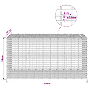 Γκαμπιόν με σύρμα 3,5 χλστ και πλέγμα 5x2,5 εκ 100x50x50 εκ - Pakobazaar