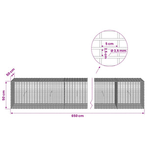 Γκαμπιόν με σύρμα 3,5 χλστ και πλέγμα 5x2,5 εκ 650x50x50 εκ. - Pakobazaar