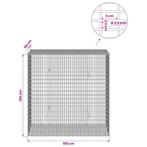 Γκαμπιόν με σύρμα 3,5 χλστ και πλέγμα 5x2,5 εκ 100x50x100 εκ - Pakobazaar