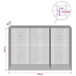 Γκαμπιόν με σύρμα 3,5 χλστ και πλέγμα 5x2,5 εκ 150x50x100 εκ. - Pakobazaar