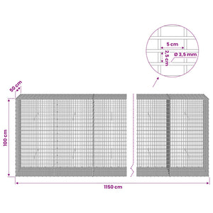 Γκαμπιόν με σύρμα 3,5 χλστ και πλέγμα 5x2,5 εκ 1150x50x100 εκ