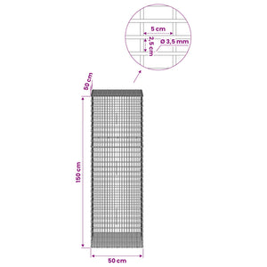 Γκαμπιόν με σύρμα 3,5 χλστ και πλέγμα 5x2,5 εκ 50x50x150 εκ - Pakobazaar