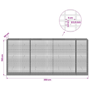 Γκαμπιόν με σύρμα 3,5 χλστ και πλέγμα 5x2,5 εκ 350x50x150 εκ - Pakobazaar