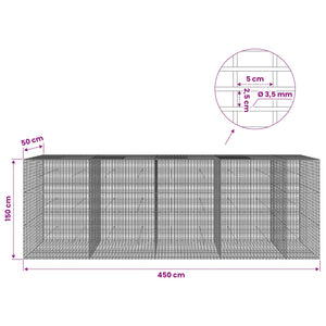Γκαμπιόν με σύρμα 3,5 χλστ και πλέγμα 5x2,5 εκ 450x50x150 εκ - Pakobazaar