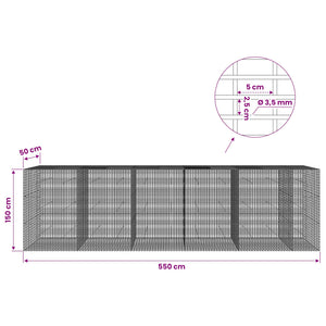 Γκαμπιόν με σύρμα 3,5 χλστ και πλέγμα 5x2,5 εκ 550x50x150 εκ. - Pakobazaar