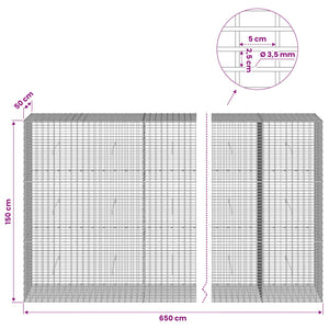 Γκαμπιόν με σύρμα 3,5 χλστ και πλέγμα 5x2,5 εκ 650x50x150 εκ - Pakobazaar