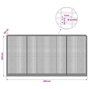 Γκαμπιόν με σύρμα 3,5 χλστ και πλέγμα 5x2,5 εκ 400x50x200 εκ - Pakobazaar