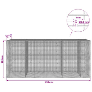 Γκαμπιόν με σύρμα 3,5 χλστ και πλέγμα 5x2,5 εκ 450x50x200 εκ