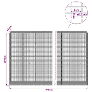 Γκαμπιόν με σύρμα 3,5 χλστ και πλέγμα 5x2,5 εκ 1100x50x200 εκ - Pakobazaar