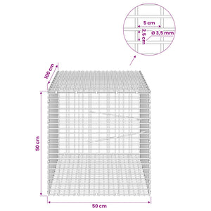Γκαμπιόν με σύρμα 3,5 χλστ και πλέγμα 5x2,5 εκ 50x100x50 εκ - Pakobazaar