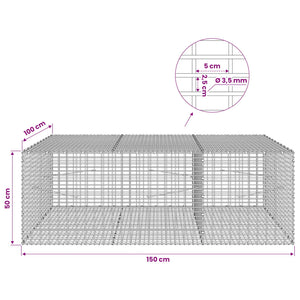 Γκαμπιόν με σύρμα 3,5 χλστ και πλέγμα 5x2,5 εκ 150x100x50 εκ - Pakobazaar