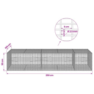Γκαμπιόν με σύρμα 3,5 χλστ και πλέγμα 5x2,5 εκ 250x100x50 εκ.