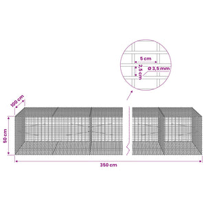 Γκαμπιόν με σύρμα 3,5 χλστ και πλέγμα 5x2,5 εκ 350x100x50 εκ. - Pakobazaar