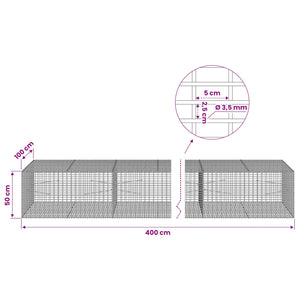 Γκαμπιόν με σύρμα 3,5 χλστ και πλέγμα 5x2,5 εκ 400x100x50 εκ. - Pakobazaar