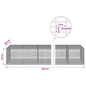 Γκαμπιόν με σύρμα 3,5 χλστ και πλέγμα 5x2,5 εκ 650x100x50 εκ.