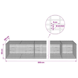 Γκαμπιόν με σύρμα 3,5 χλστ και πλέγμα 5x2,5 εκ 850x100x50 εκ. - Pakobazaar