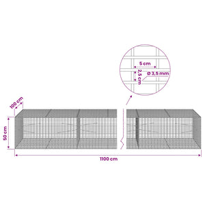 Γκαμπιόν με σύρμα 3,5 χλστ και πλέγμα 5x2,5 εκ 1100x100x50 εκ - Pakobazaar