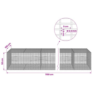 Γκαμπιόν με σύρμα 3,5 χλστ και πλέγμα 5x2,5 εκ 1150x100x50 εκ. - Pakobazaar