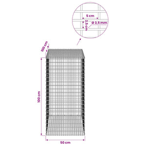 Γκαμπιόν με σύρμα 3,5 χλστ και πλέγμα 5x2,5 εκ 50x100x100 εκ - Pakobazaar