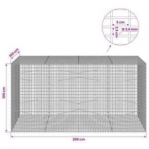 Γκαμπιόν με σύρμα 3,5 χλστ και πλέγμα 5x2,5 εκ 200x100x100 εκ. - Pakobazaar