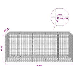 Γκαμπιόν με σύρμα 3,5 χλστ και πλέγμα 5x2,5 εκ 250x100x100 εκ. - Pakobazaar