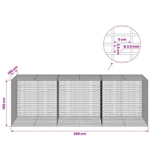 Γκαμπιόν με σύρμα 3,5 χλστ και πλέγμα 5x2,5 εκ 300x100x100 εκ.